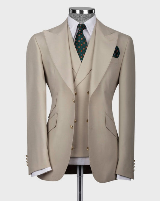 Newest Beige 3 Pieces Fancy Business Suits For Men