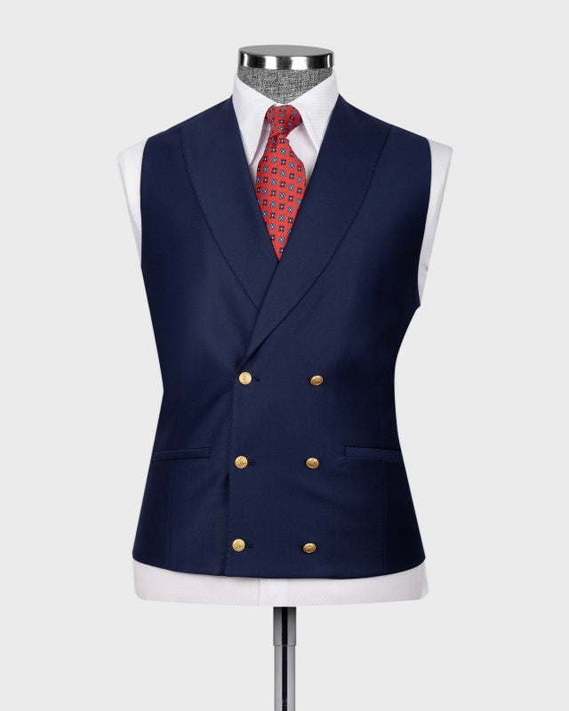 New Arrival Navy Blue 3 Pieces Close Fitting Business Suits