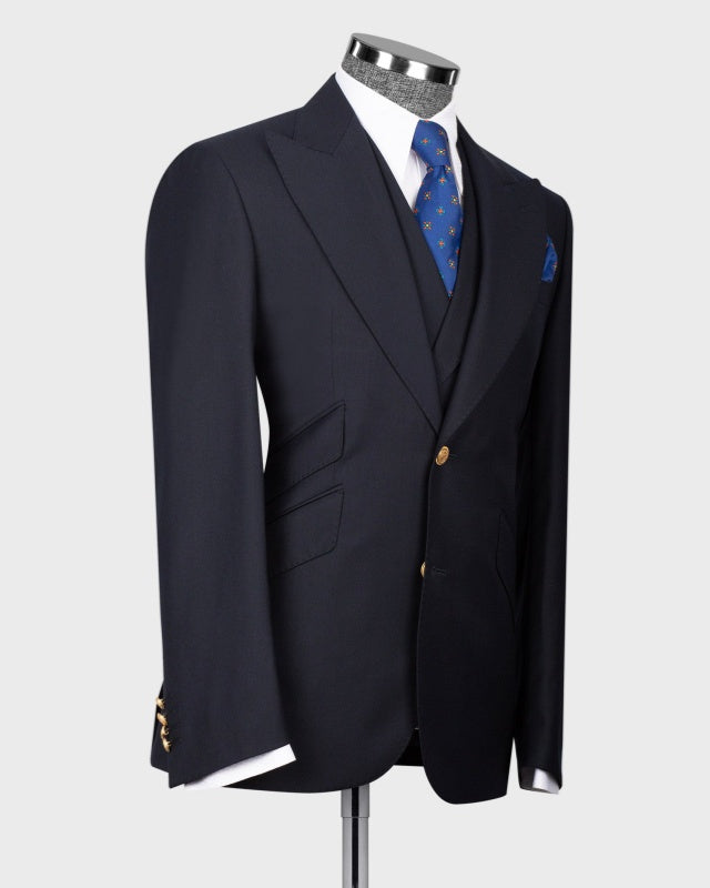 Chic Black 3 Pieces Formal Business Suits With Vest