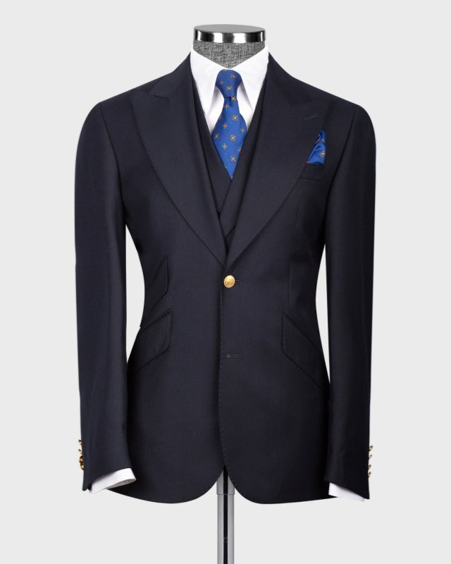 Chic Black 3 Pieces Formal Business Suits With Vest