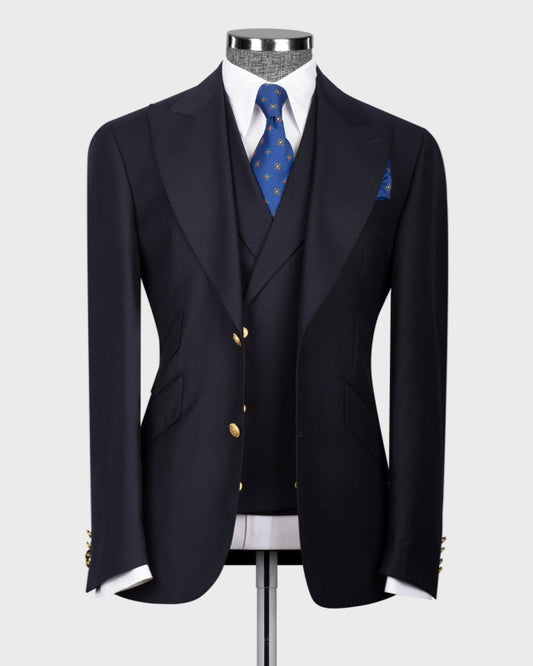 Chic Black 3 Pieces Formal Business Suits With Vest