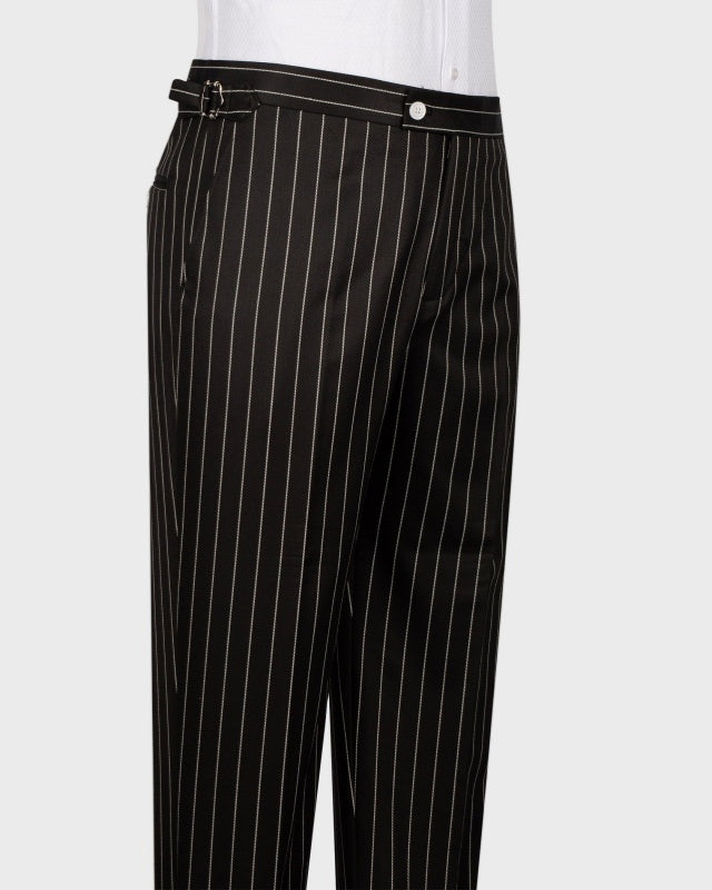 Classic Black 3 Pieces Pinstriped Close Fitting Men's Business Suits