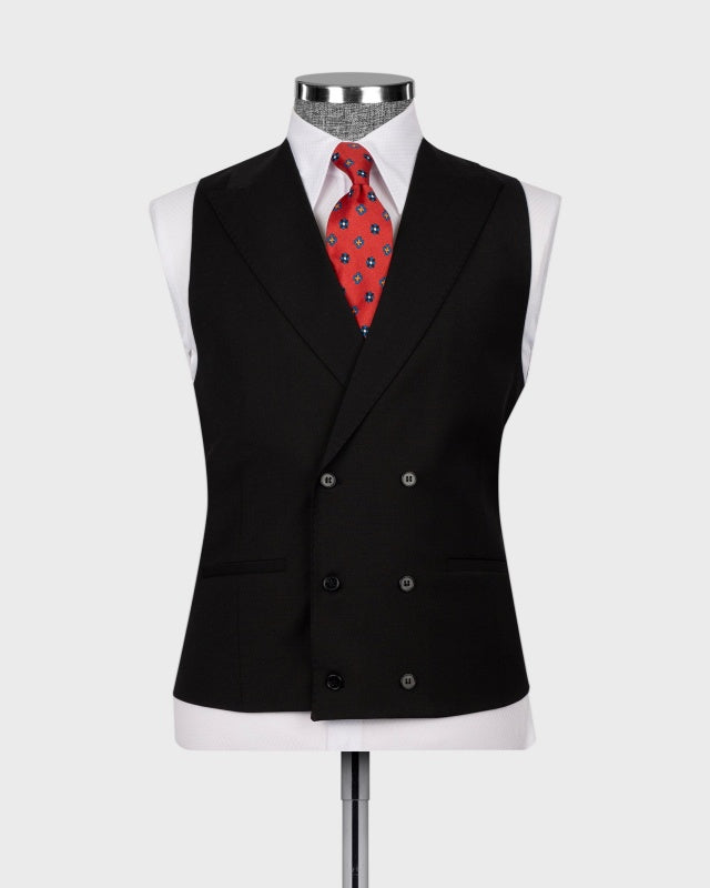 Formal Black 3 Pieces Close Fitting Business Suits With Waistcoat