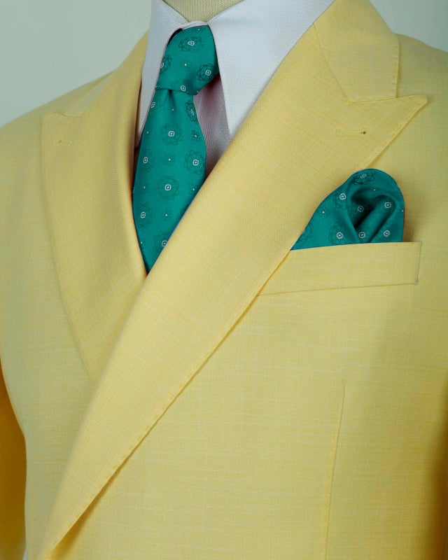 Fashion Bright Yellow Double Breasted Chic Prom Suits