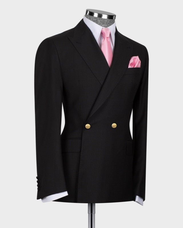 Formal Black Double Breasted Best Fitted Business Suits