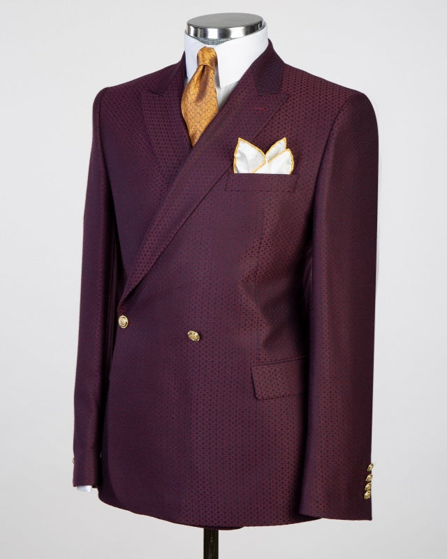 New Arrival Grape Jacquard Double Breasted Stylish Business Suits
