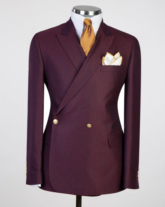 New Arrival Grape Jacquard Double Breasted Stylish Business Suits