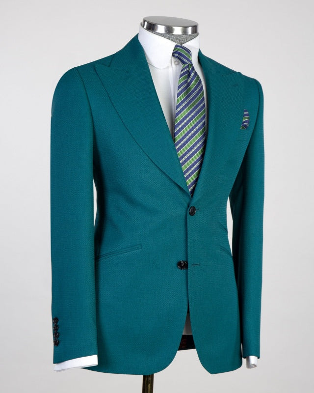 Bespoke Pool 3 Pieces Peaked Lapel Business Suits With Vest