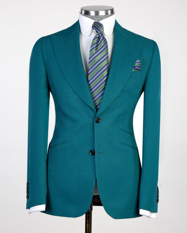 Bespoke Pool 3 Pieces Peaked Lapel Business Suits With Vest