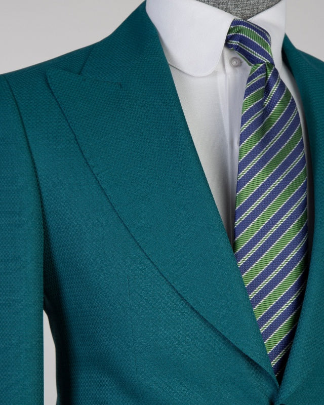 Bespoke Pool 3 Pieces Peaked Lapel Business Suits With Vest