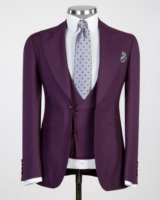 Glamorous Grape 3 Pieces Business Suits For Men