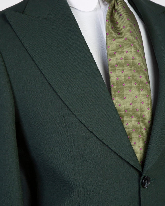 Chic Dark Green 3 Pieces Peaked Lapel Business Suits For Men