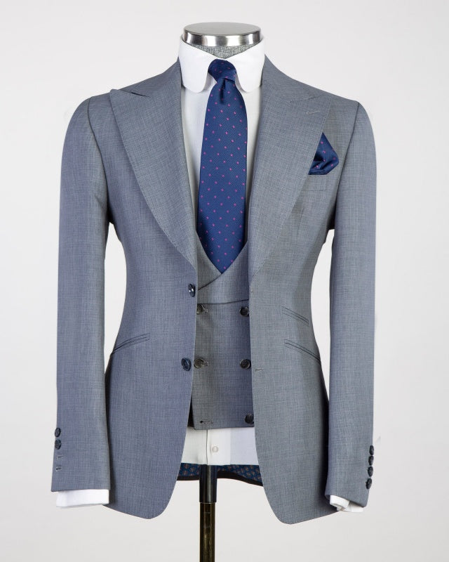 Stylish Light Gray 3 Pieces Modern Men's Business Suits