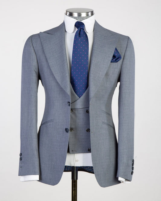 Stylish Light Gray 3 Pieces Modern Men's Business Suits