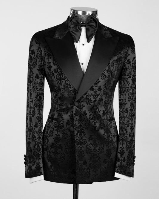 Glamorous Black Jacquard Fashion Prom Suits For Men