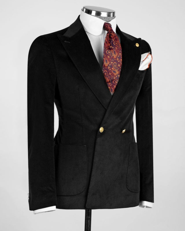 Stylish Black Velvet Double Breasted Men's Prom Suits