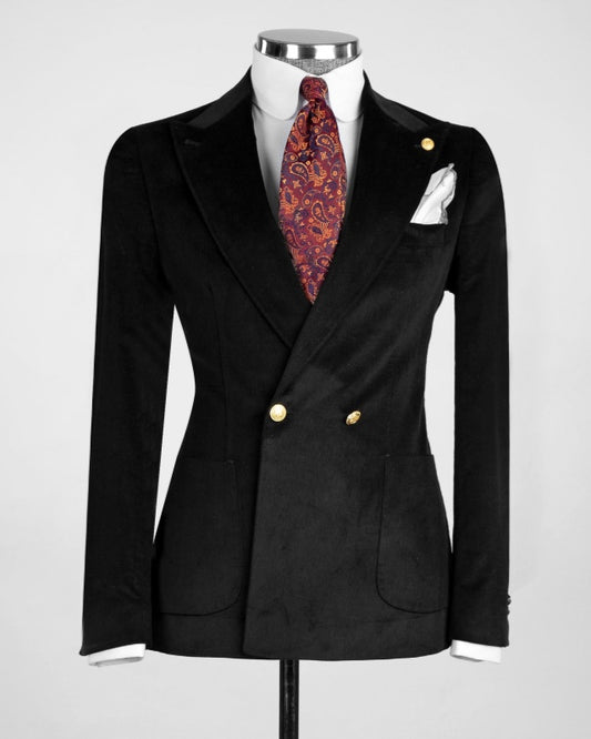 Stylish Black Velvet Double Breasted Men's Prom Suits