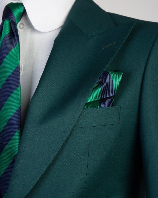 Formal Dark Green 3 Pieces Peaked Lapel Business Suits For Men