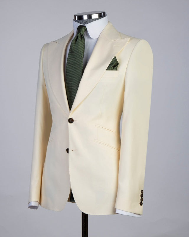 Chic Off-white 3 Pieces Slim Fit Business Men Suits