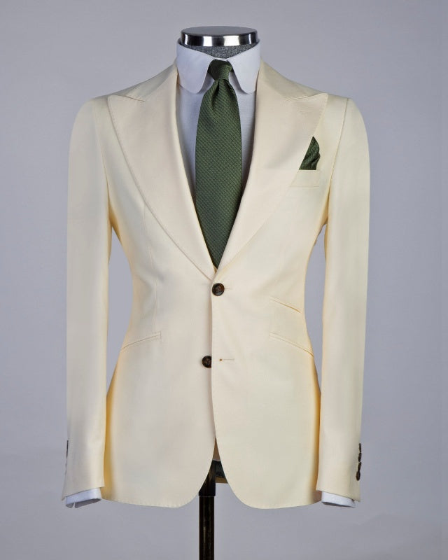 Chic Off-white 3 Pieces Slim Fit Business Men Suits