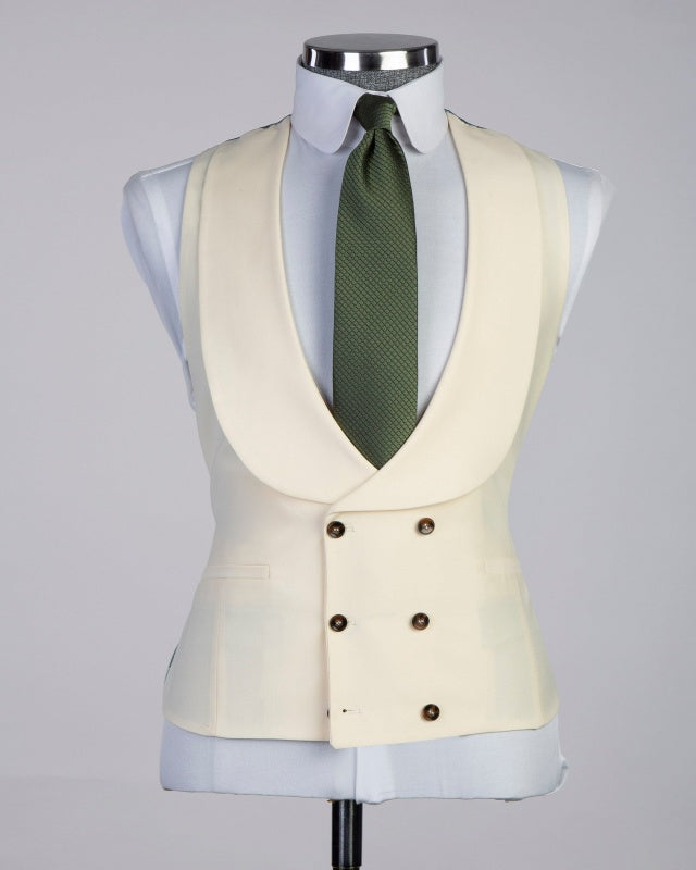 Chic Off-white 3 Pieces Slim Fit Business Men Suits