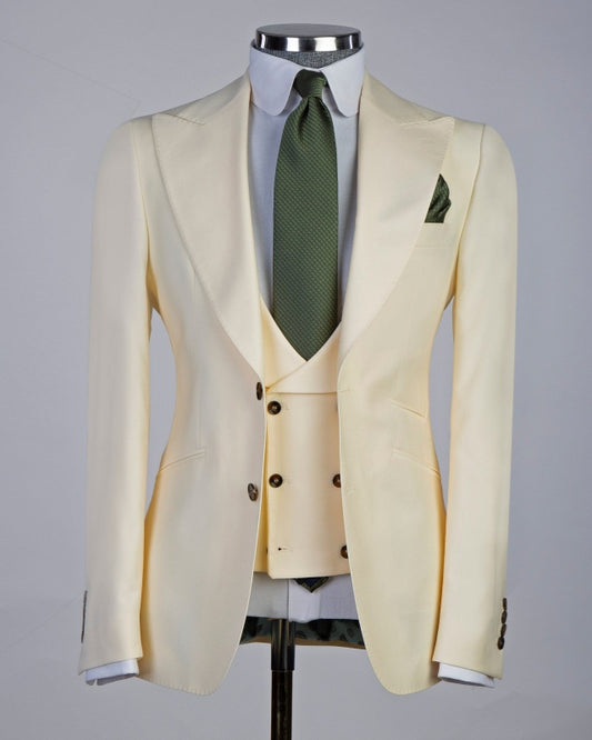 Chic Off-white 3 Pieces Slim Fit Business Men Suits