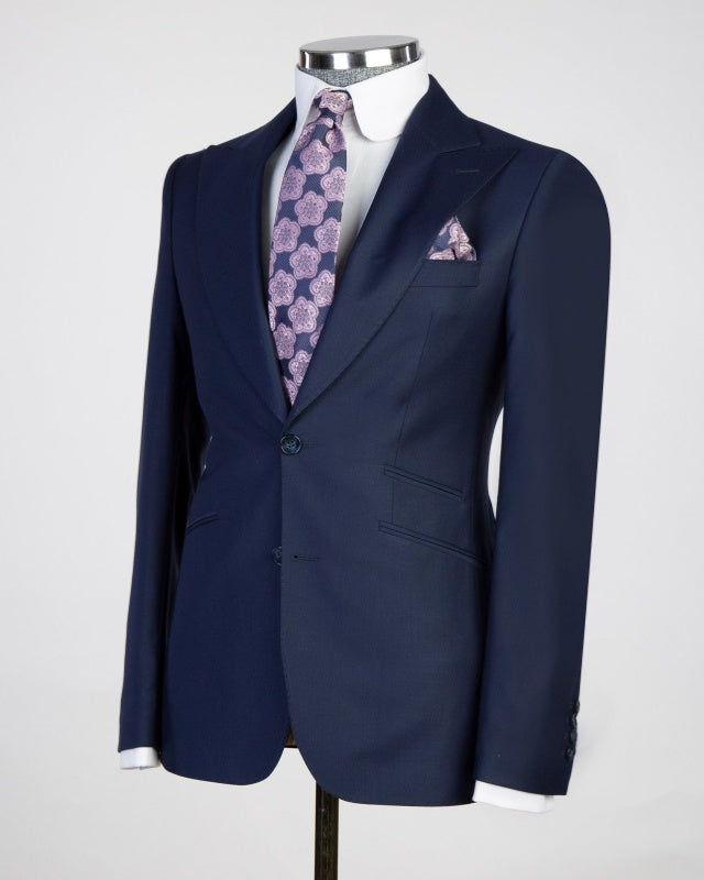 Classic Dark Navy 3 Pieces Close Fitting Business Suits For Men