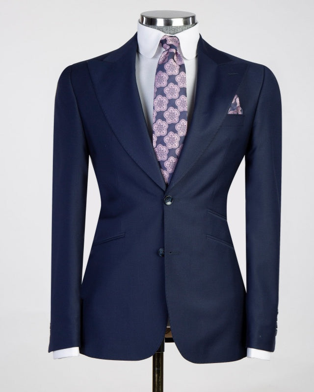 Classic Dark Navy 3 Pieces Close Fitting Business Suits For Men