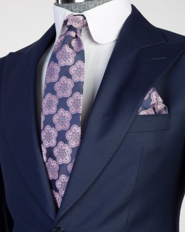 Classic Dark Navy 3 Pieces Close Fitting Business Suits For Men