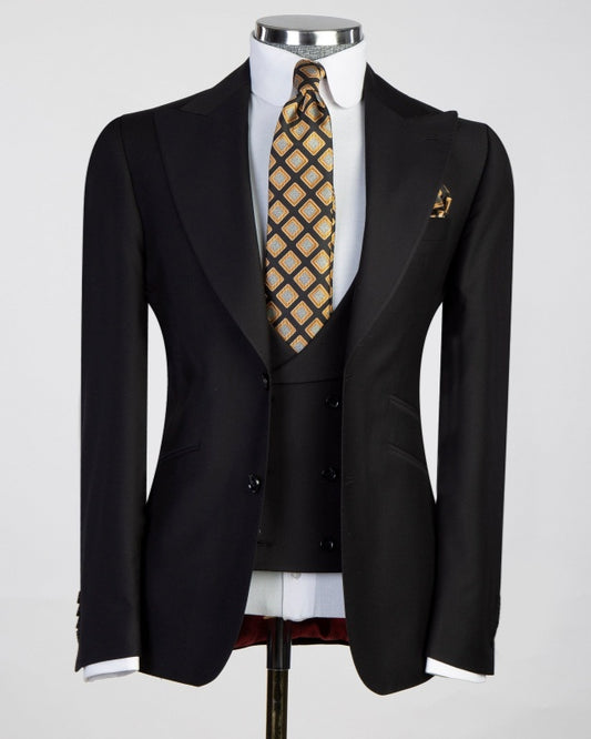 Formal Best Fitted Black 3 Pieces Men's Business Suits