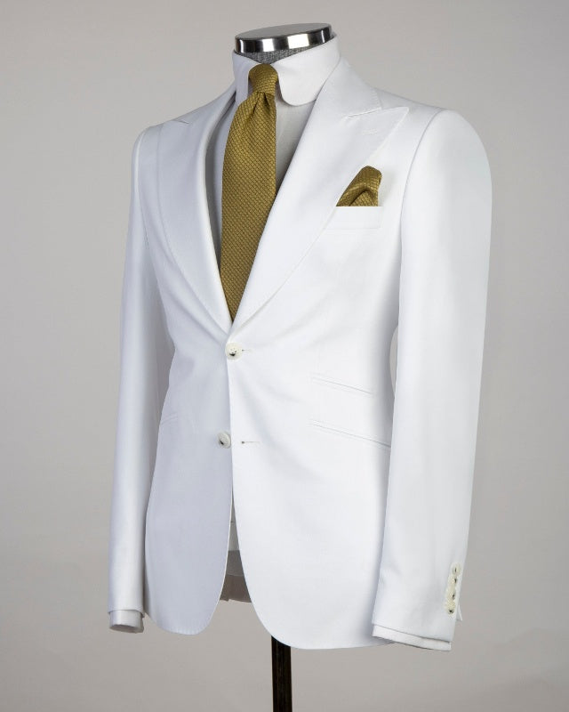 Trendy Slim Fit White 3 Pieces Business Suits For Men