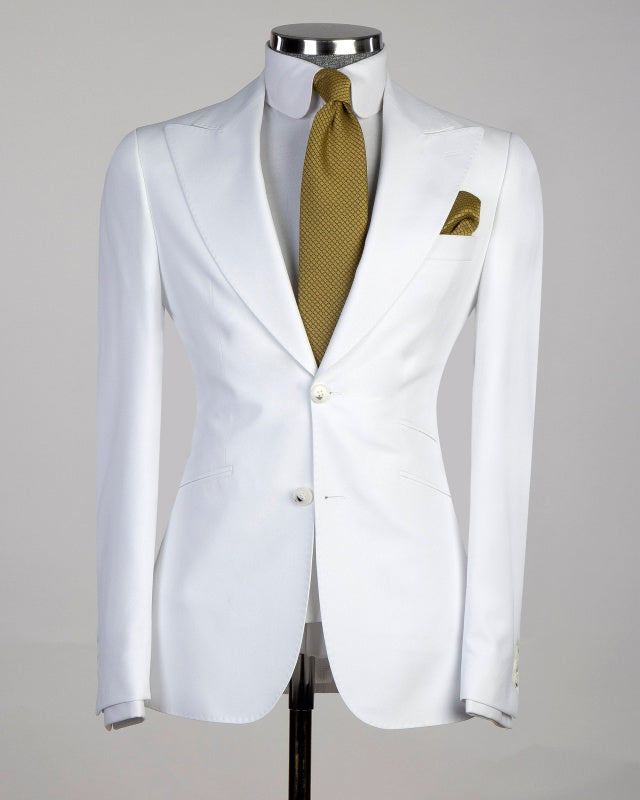 Trendy Slim Fit White 3 Pieces Business Suits For Men