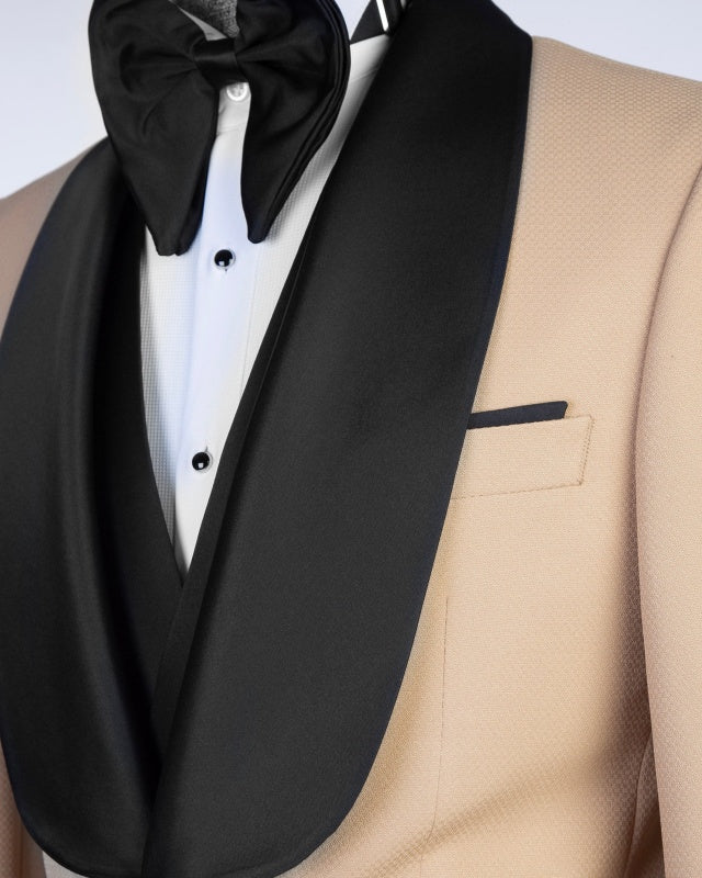 Fashion Chic Khaki 3 Pieces Shawl Lapel Men's Wedding Suits