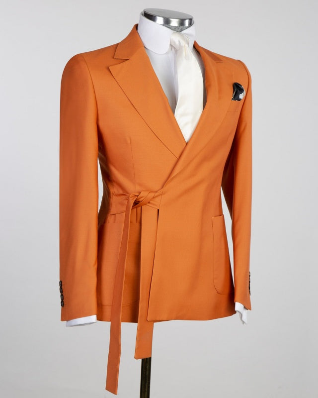 Trendy Orange Notch Lapel Prom Suits For Men