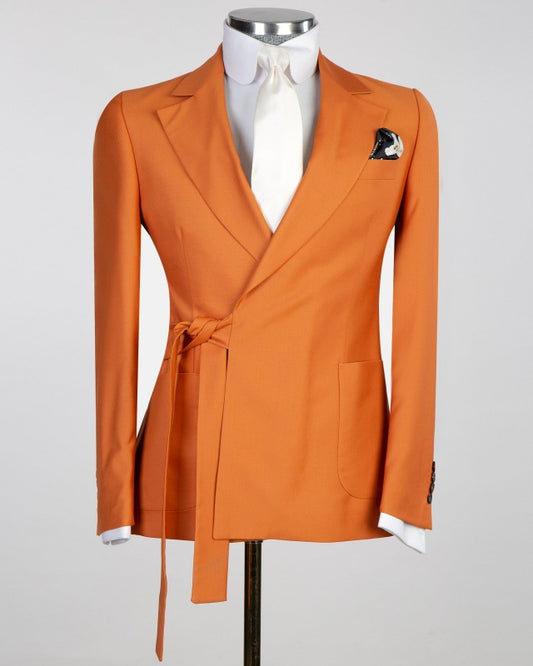 Trendy Orange Notch Lapel Prom Suits For Men