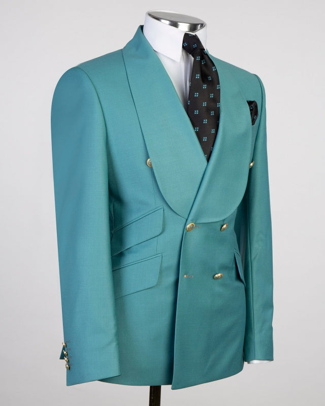 Fashion Pool Double Breasted Shawl Lapel Men's Prom Suits