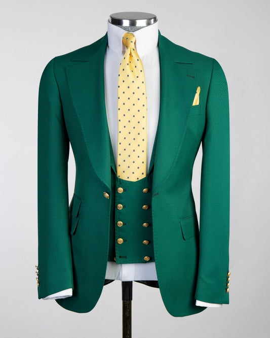 Classic Dark Green 3 Pieces Notch Lapel Prom Men Suits
