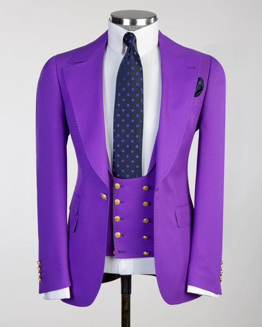 Stylish Purple 3 Pieces Notch Lapel Men's Prom Suits