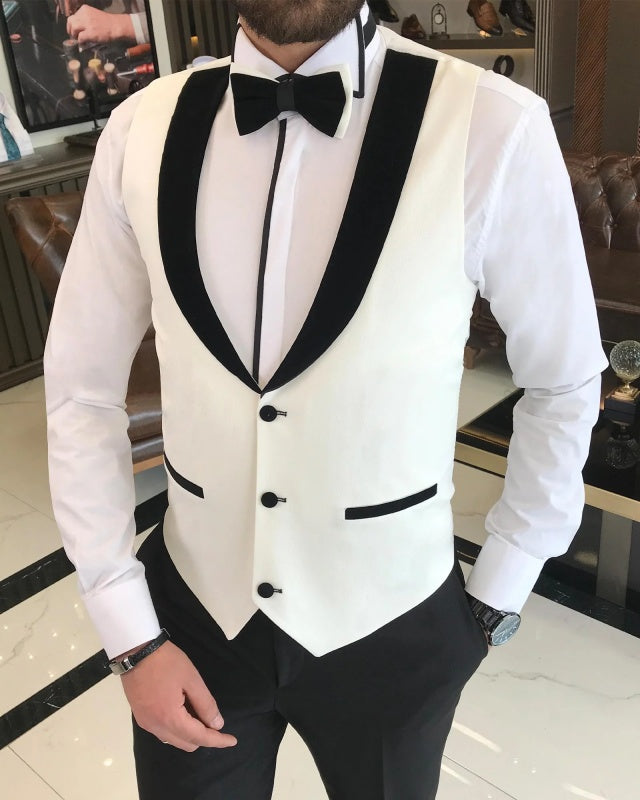 Newman White Peaked Lapel Three Pieces Wedding Men Suits