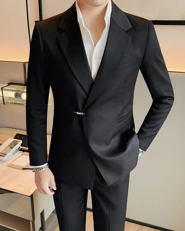 Egbert Chic Black Notched Lapel Prom Men Suits