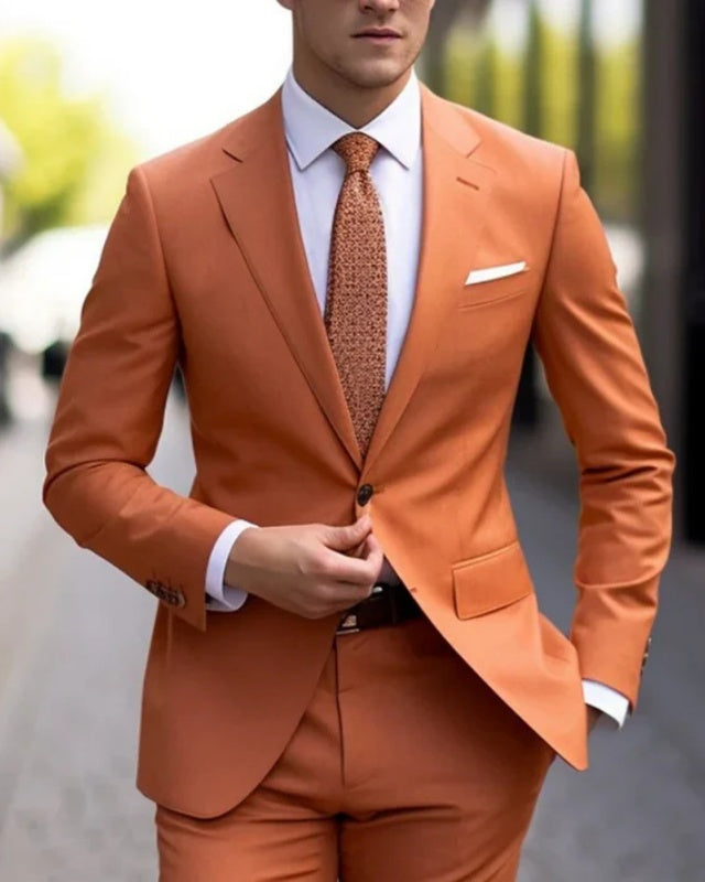 Bart Fashion Orange Notched Lapel Prom Men Suits