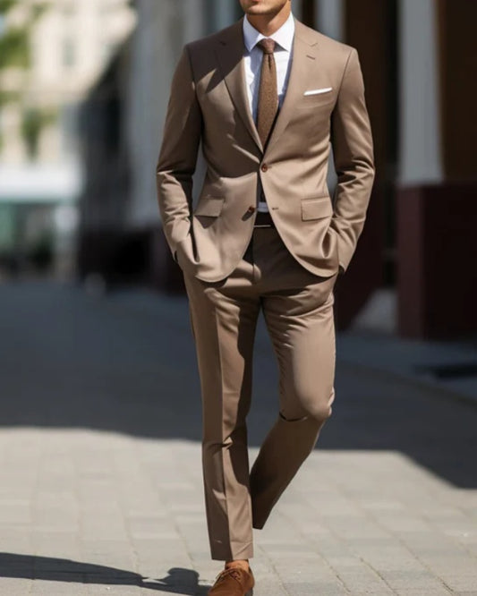 Sebastian Khaki Notched Lapel Business Men Suits