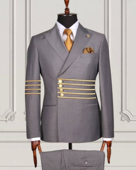 Bespoke Gray Close Fitting Prom Suits For Men
