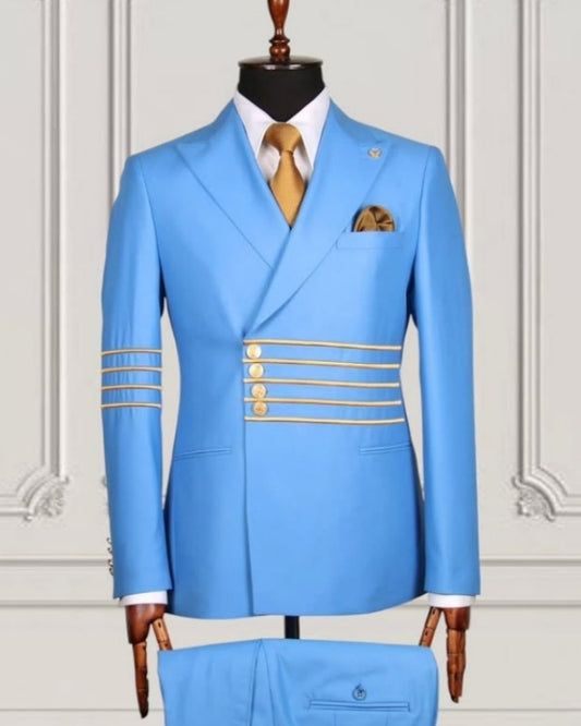 Fashion Sky Blue Fancy Men Suits For Prom