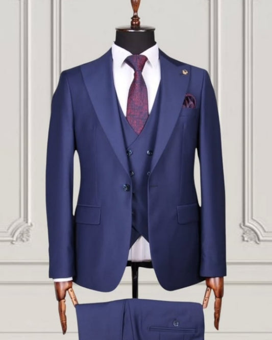 Formal Dark Blue 3 Pieces Best Fitted Business Suits For Men