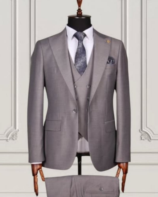 Newest Gray 3 Pieces Business Suits With Vest