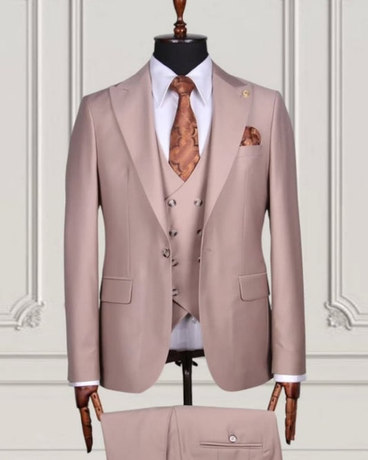 Fancy Grayish-pink 3 Pieces Prom Suits With Vest