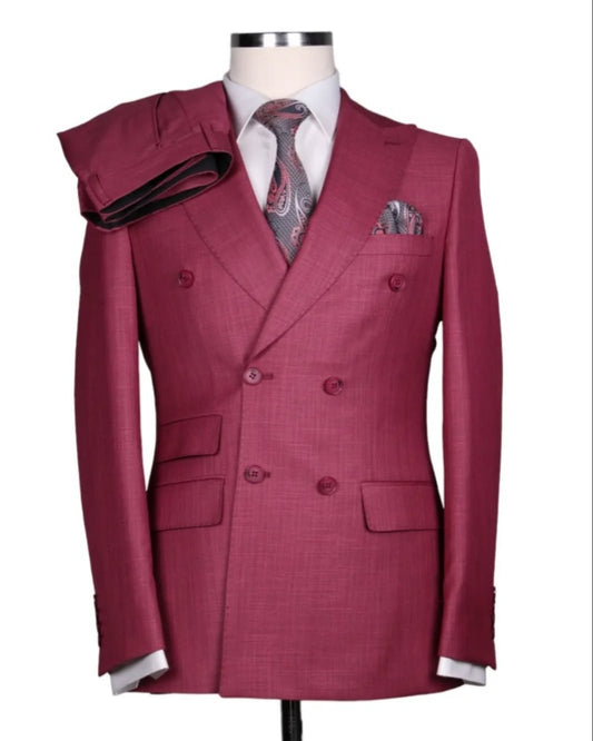Stylish Burgundy Double Breasted Prom Men Suits