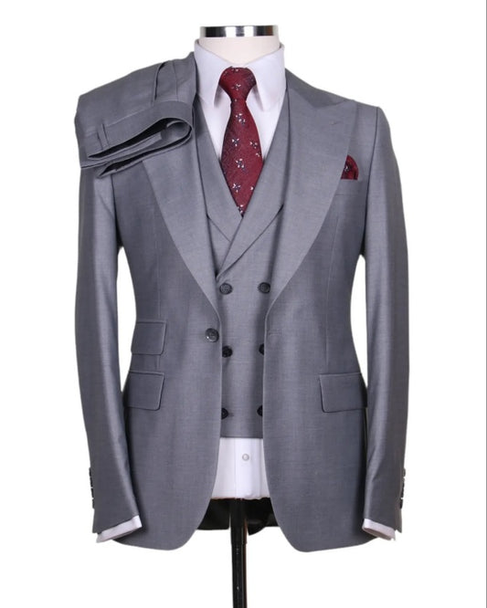 Formal Gray 3 Pieces Business Suits With Waistcoat