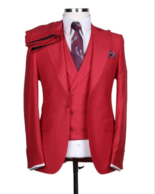 Charming Red 3 Pieces Men's Prom Suits